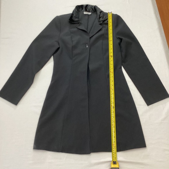 VTG Rampage Black Velvet Collar Longline Blazer Jacket Womens Goth Whimsy size 7 - Picture 2 of 10